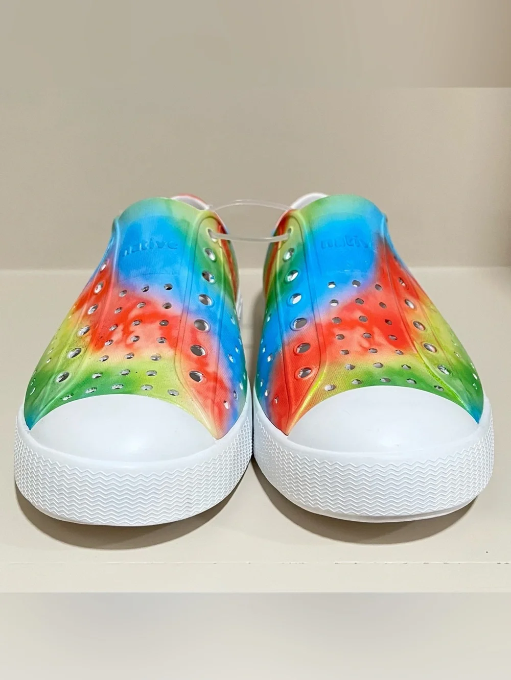 Native Jefferson Sugarlite Kids Shoes Rainbow Gradient  Tie-Dye Slip-On. New
